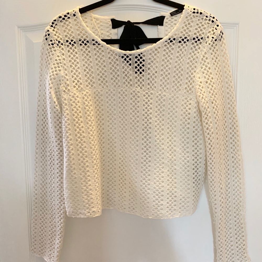 Zara White Long Sleeve Blouse